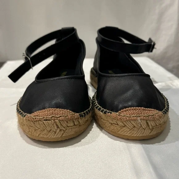 Free People Mason Espadrille Ballet Flats Black Leather Ankle Strap Size US 8.5 - Picture 5 of 10